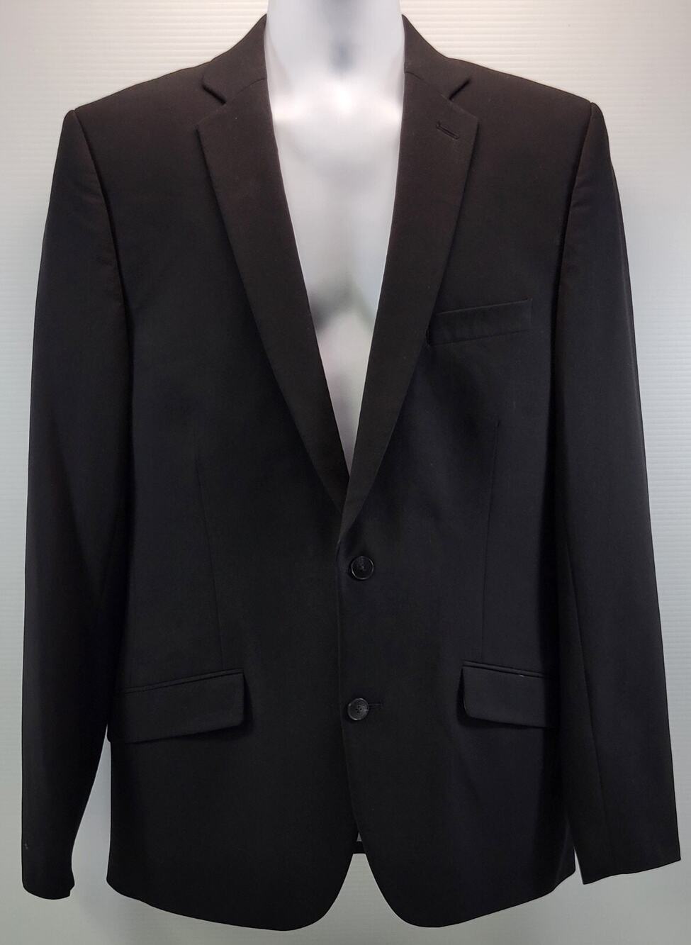 F3) Men's J. Ferrar Solid Black Suit Jacket Super Slim Fit 42L